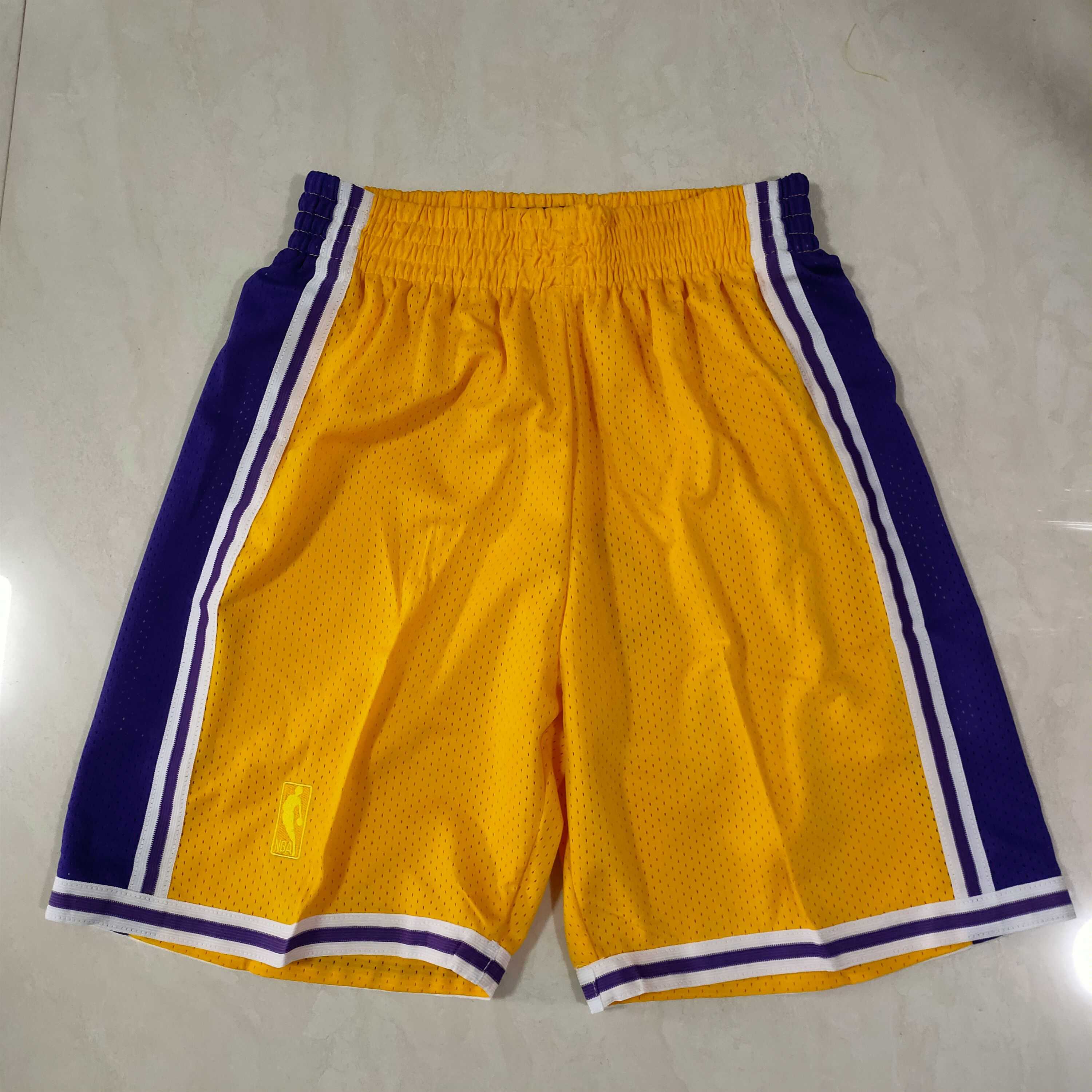 Men NBA Los Angeles Lakers yellow Shorts 0416